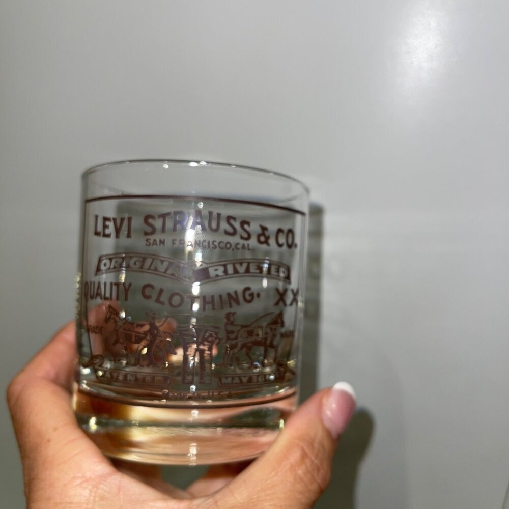 Levi Strauss Vintage Whiskey Glasses Set of 4 Rare Collectible Decor